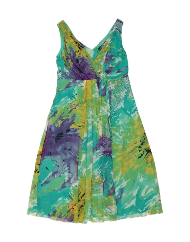 PER UNA Womens Sleeveless A-Line Dress UK 16 Large Turquoise Colourblock