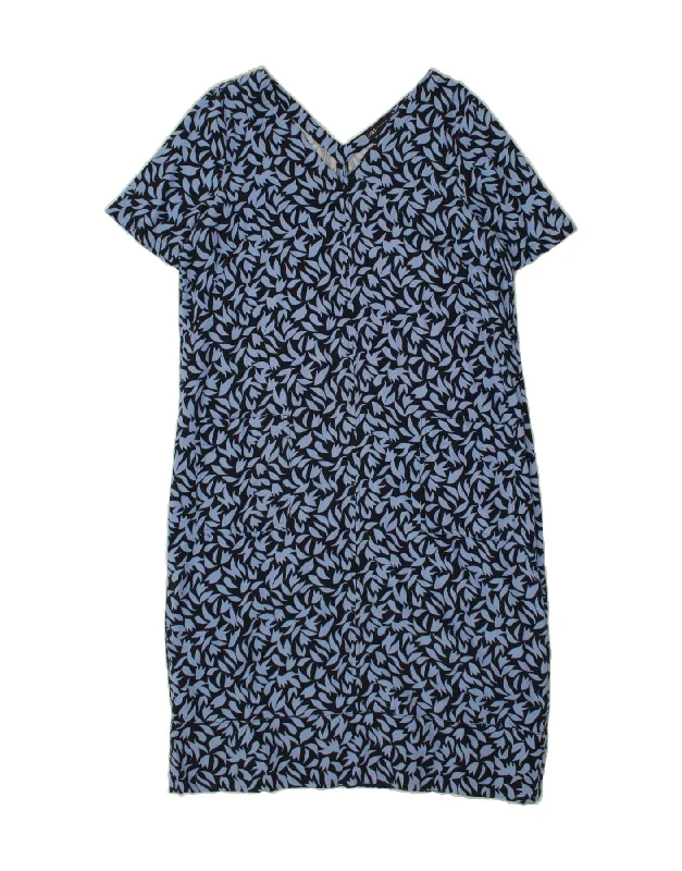 VINTAGE Womens Short Sleeves Shift Dress UK 16 Large Blue Floral