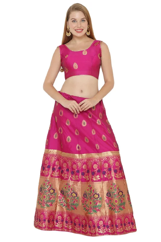 Art Silk Foil Print Lehenga Choli Dress Material In Pink