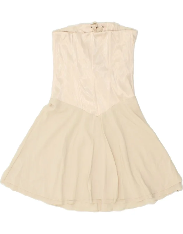 VINTAGE Womens Corset Dress UK 12 Medium Off White Polyester