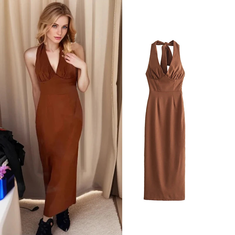 Dresses Women's Summer 2024 New Chic Hanging Neck V-neck Slim Party Women's Dress Street Elegant Long Holiday Youth Dress Dresses Women's Summer 2024 New Chic Hanging Neck V-neck Slim Party Women's Dress Street Elegant Long Holiday Youth Dress