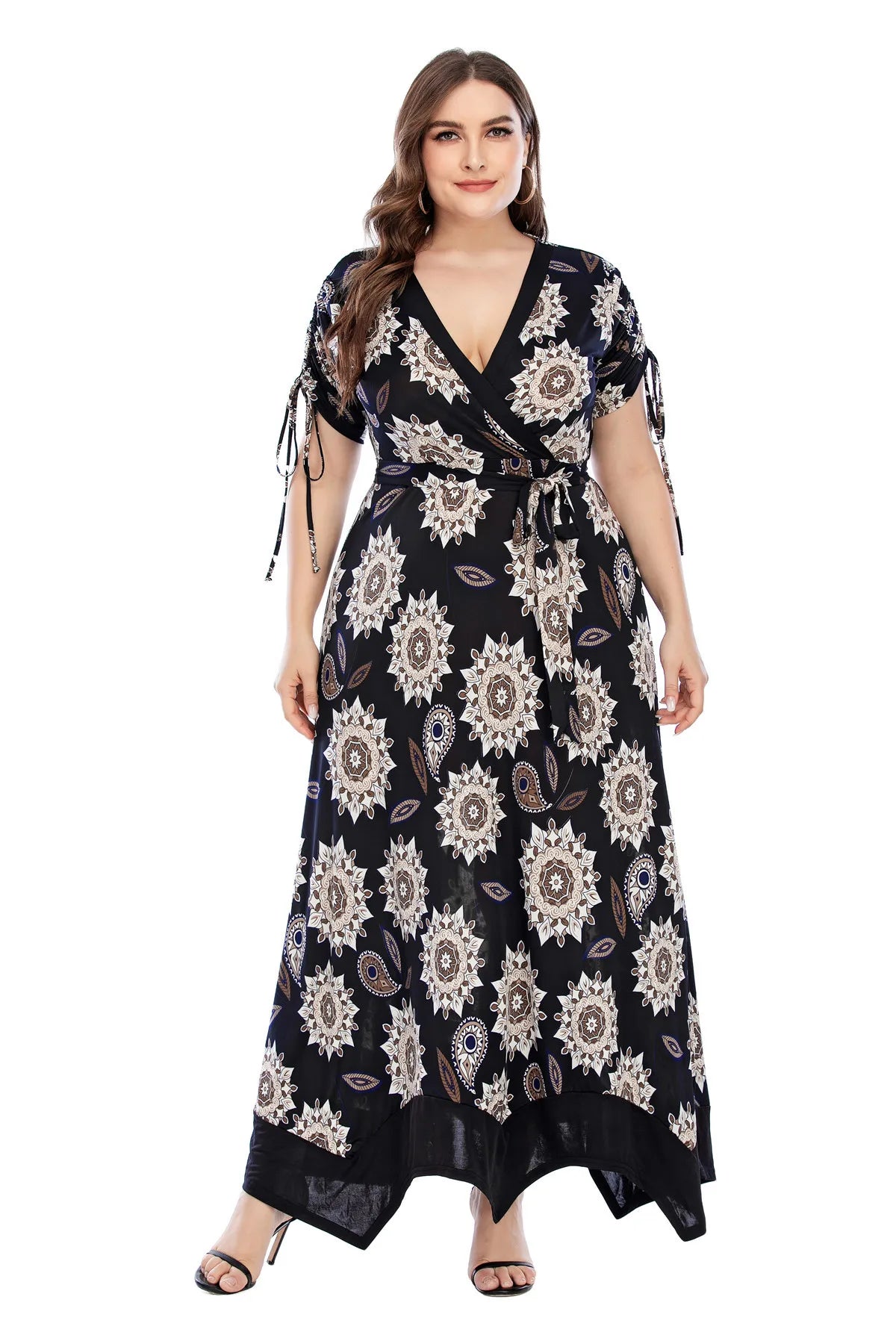 4XL 5XL Plus Size Women Clothing 2021 Summer Women V Neck Short Sleeve Geometric Print Causal Dress Maxi Long Dresses 4XL 5XL Plus Size Women Clothing 2021 Summer Women V Neck Short Sleeve Geometric Print Causal Dress Maxi Long Dresses