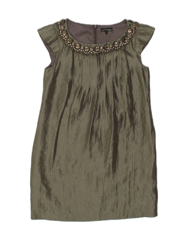 NEXT Womens Shift Dress UK 8 Small Khaki Viscose
