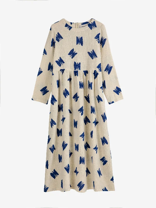 Butterfly print flared dress