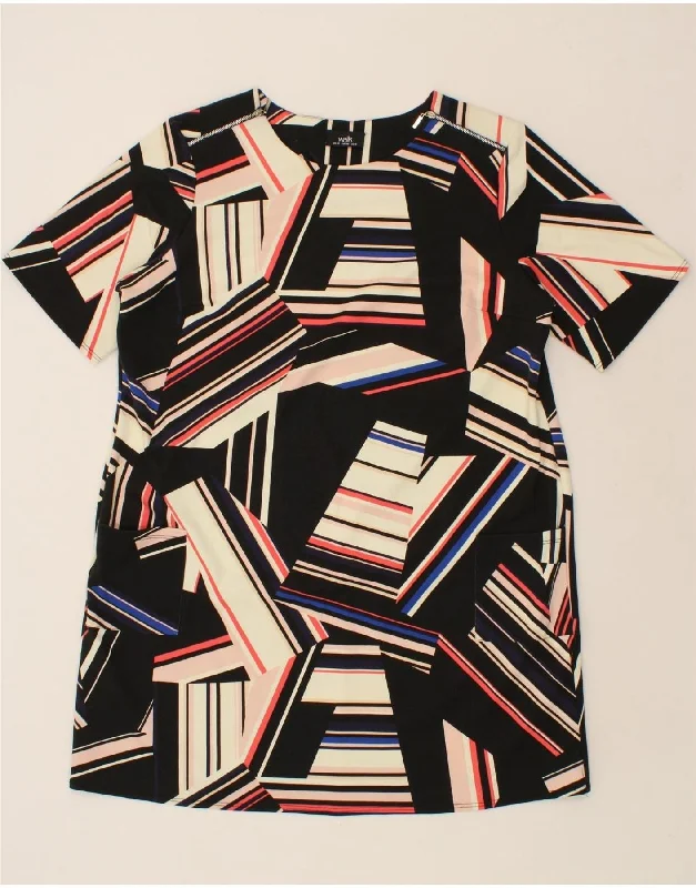 WALLIS Womens Shift Dress UK 20 2XL Black Geometric Polyester