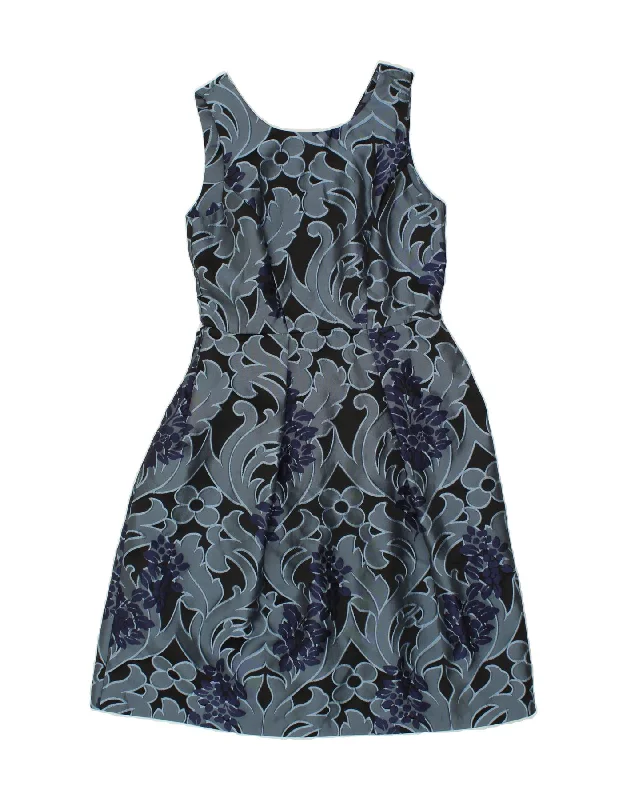 CLOSET Womens Sleeveless A-Line Dress UK 10 Small Blue Floral Polyester