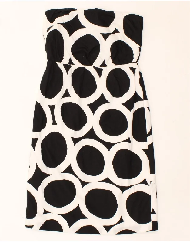 J. CREW Womens Strapless Dress US 4 Small Black Geometric Cotton