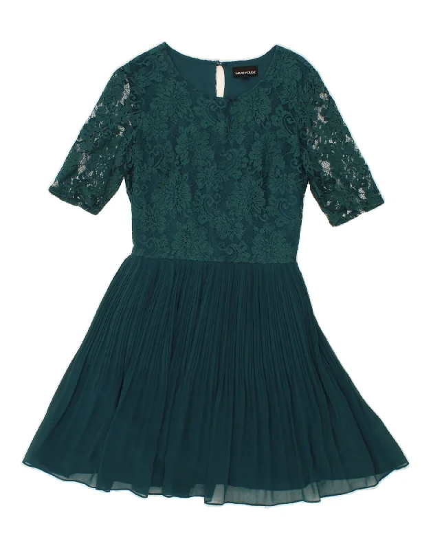 WAREHOUSE Womens A-Line Dress UK 12 Medium  Green Floral Polyester