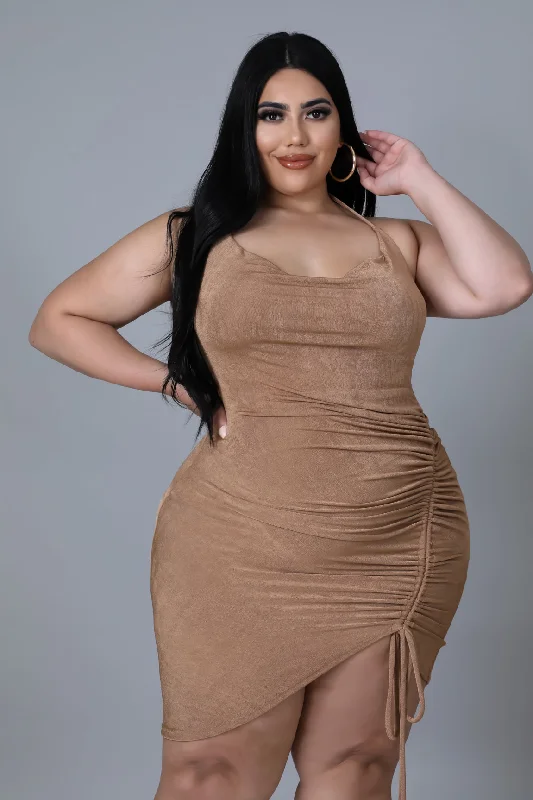 Crush Dress Ruched Halter Dress(Plus Size)