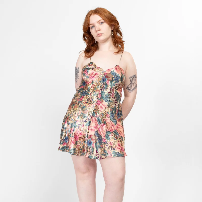 Large 90s Victoria's Secret Floral Satin Slip Dress