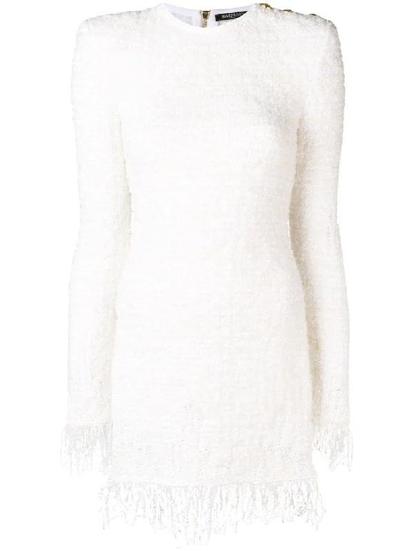 fringed tweed dress