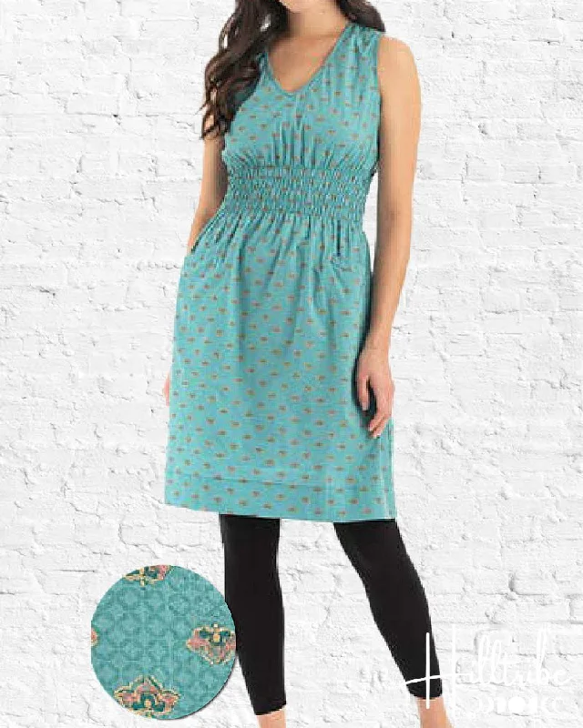 Turq + Gold Cotton Frankie Dress