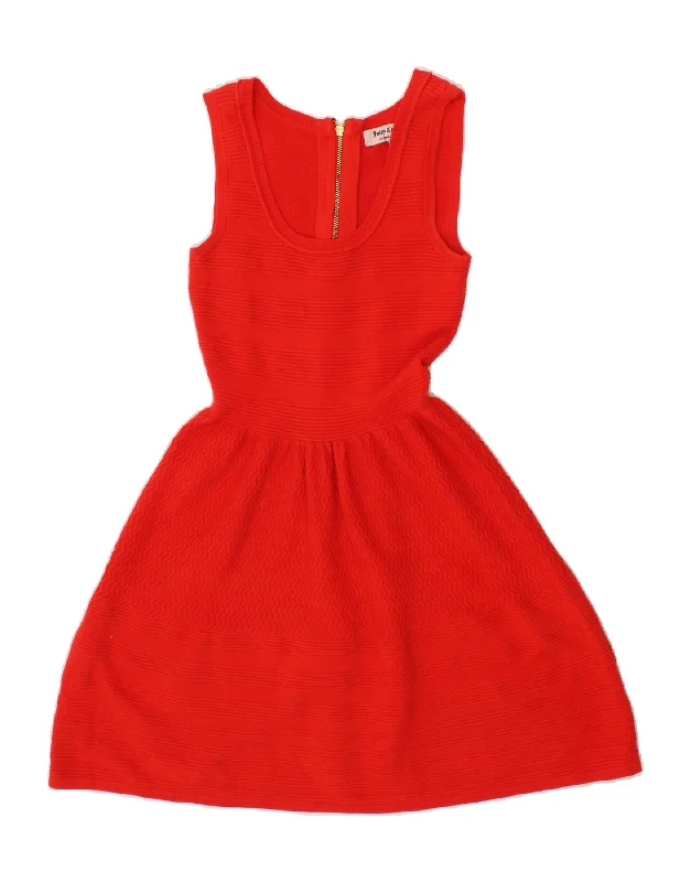 JUICY COUTURE Womens Sleeveless A-Line Dress UK 8 Small Red Cotton