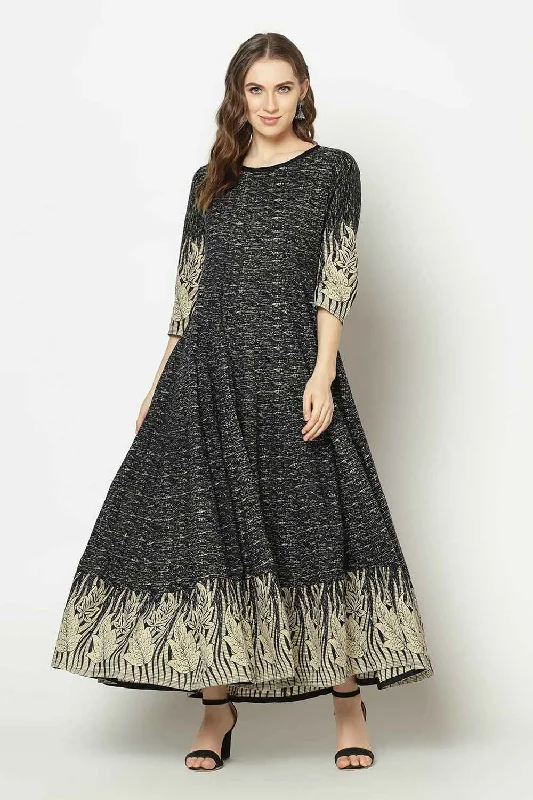 Blended Cotton Tie Dye Dress In Black