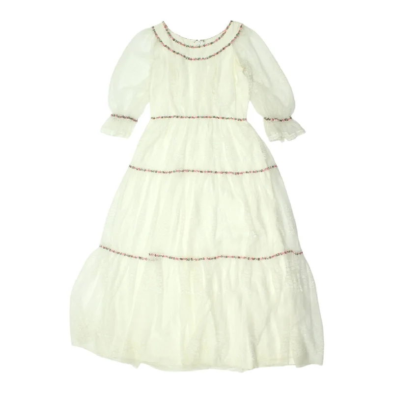 Josh Charles Womens White Floral Lace Dress | Vintage Luxury Designer VTG
