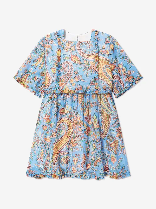 Etro Girls Floral Paisley Dress in Bluw