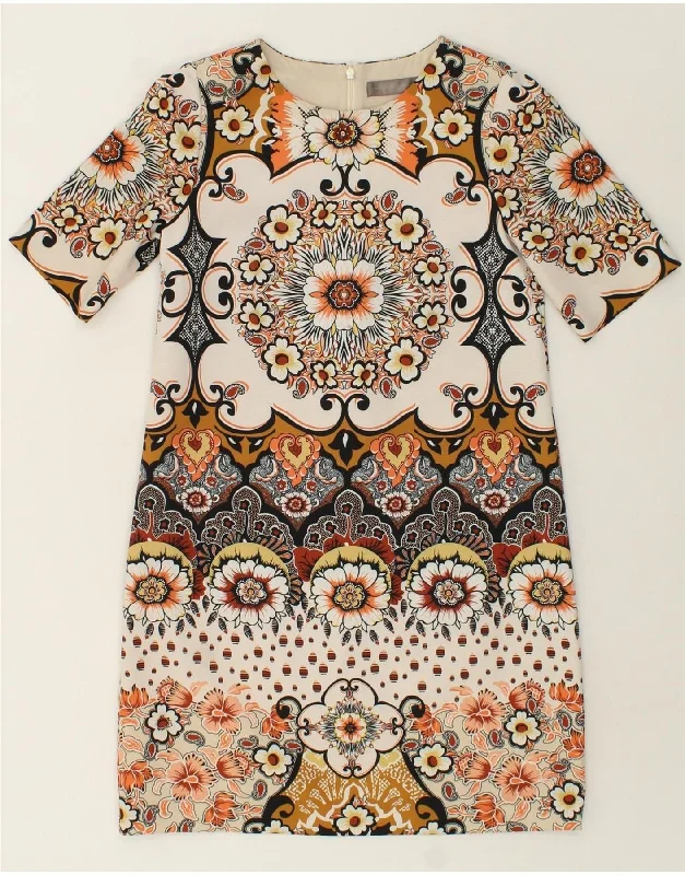 HALLHUBER Womens Shift Dress UK 8 Small Beige Floral Polyester