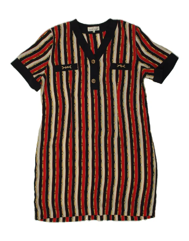 CAROLINA PEDRJONI Womens Short Sleeves Sheath Dress IT 50 XL Red Striped
