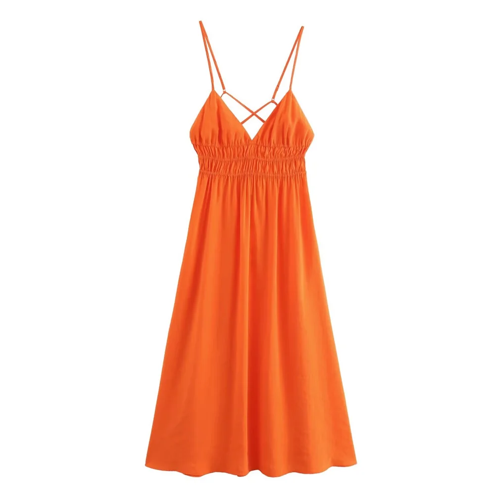 PB&ZA 2024 Spring New Women's Fashion temperament casual versatile backless hanging strap dress PB&ZA 2024 Spring New Women's Fashion temperament casual versatile backless hanging strap dress