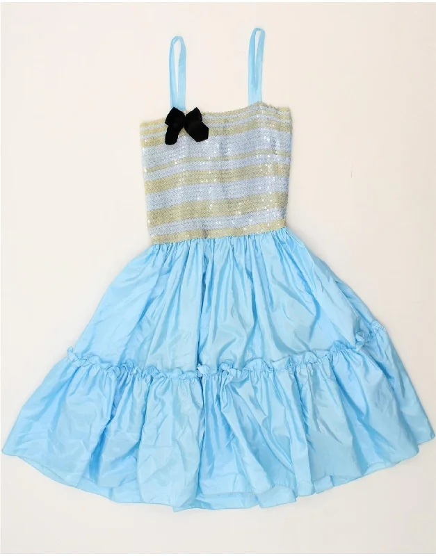 JOHN & PILL Womens Sleeveless Princess Dress UK 4 XS Blue Striped