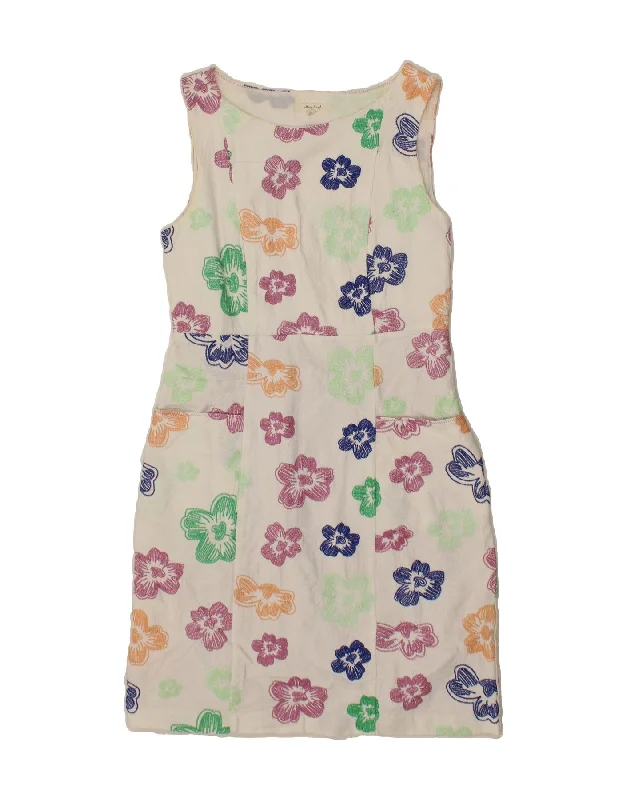 WHITE STUFF Womens Sheath Dress UK 10 Small White Floral Cotton
