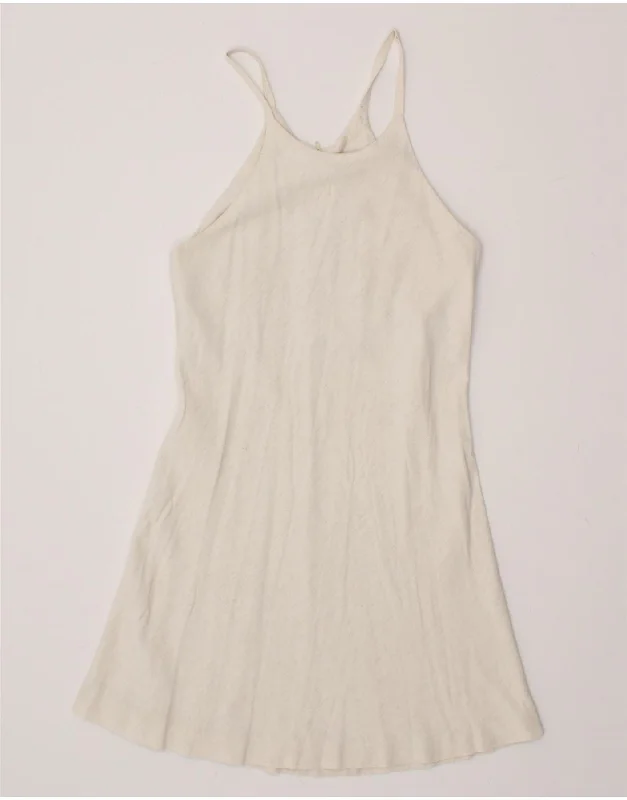 HOT TUNA Womens Sleeveless A-Line Dress UK 10 Small Off White Linen