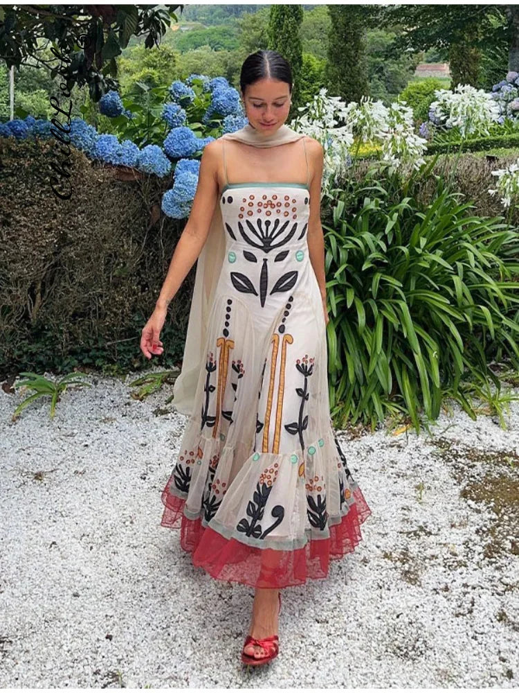 Elegant Ruffles Spliced Print Women Beach Dress Sexy Off Shoulder Backless Sleeveless Vestidos 2024 Chic Loose Vacation Dresses Elegant Ruffles Spliced Print Women Beach Dress Sexy Off Shoulder Backless Sleeveless Vestidos 2024 Chic Loose Vacation Dresses