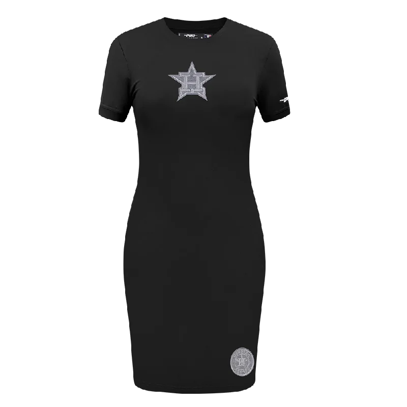 MLB HOUSTON ASTROS REVERSE FRENCH TERRY WOMEN'S BODY DRESS (BLACK)