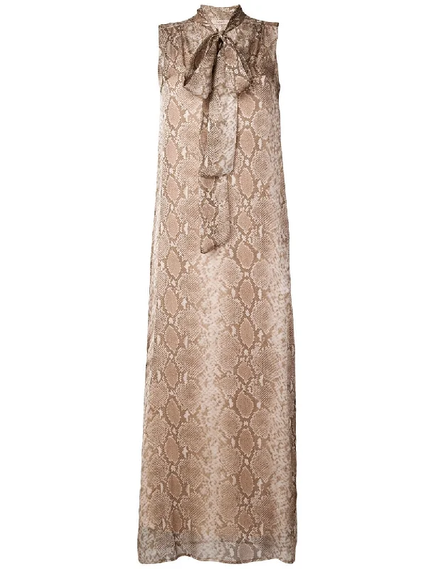snakeskin  print bow tie dress