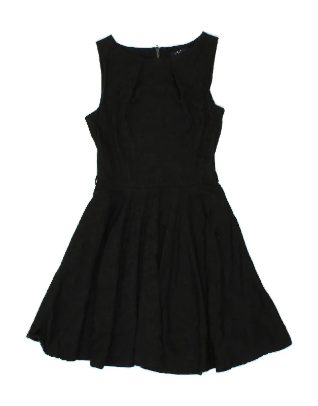 CLOSET Womens Swing Dress UK 10 Small Black Floral Cotton