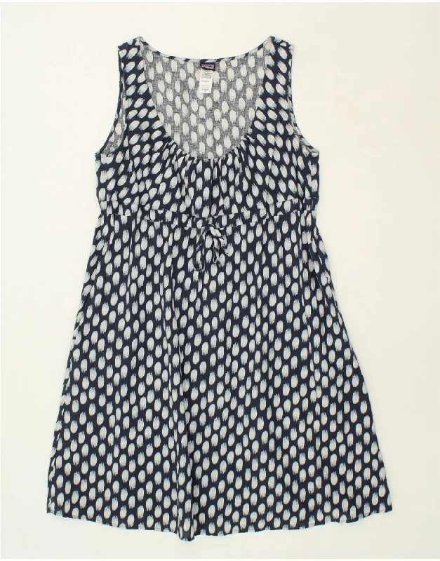 PATAGONIA Womens Sleeveless A-Line Dress UK 14 Large Navy Blue Spotted