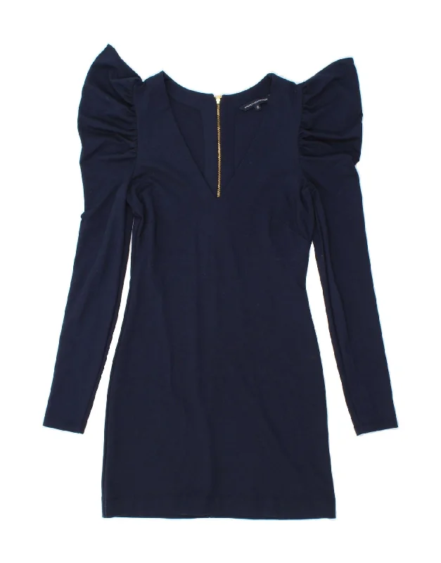 FRENCH CONNECTION Womens Long Sleeve Sheath Dress UK 12 Medium  Navy Blue