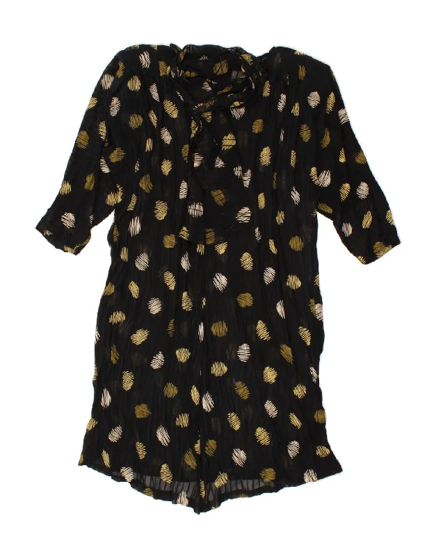 VINTAGE Womens Abstract Pattern Front Tie Shift Dress UK 18 XL Black