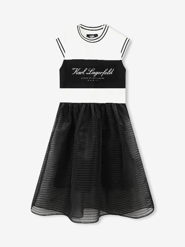 Karl Lagerfeld Girls Mixed Fabric Milano Dress in Multicolour
