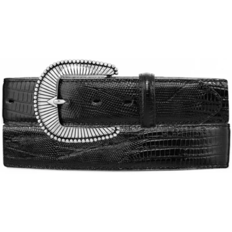 LEEGIN BLACK LIZARD DRESS BELT - C40963