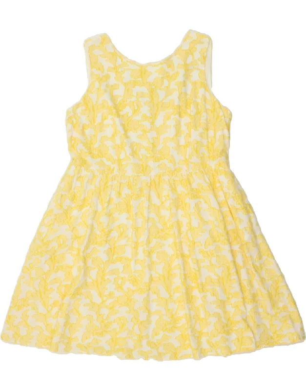 MONSOON Womens Sleeveless A-Line Dress UK 20 2XL Yellow Floral Cotton
