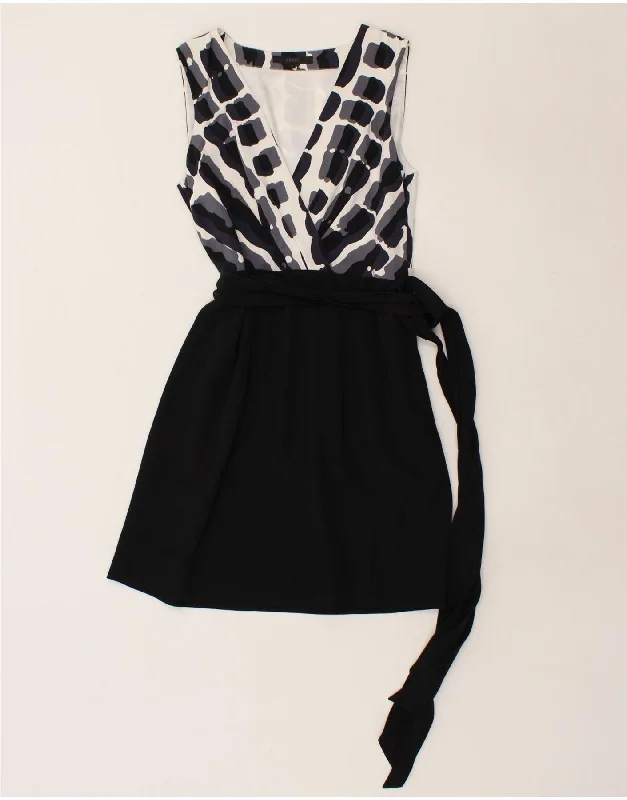 COAST Womens Abstract Pattern Sleeveless A-Line Dress UK 12 Medium Black