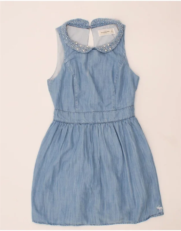 ABERCROMBIE & FITCH Womens Sleeveless Bubble Dress UK 2 2XS Blue Lyocell