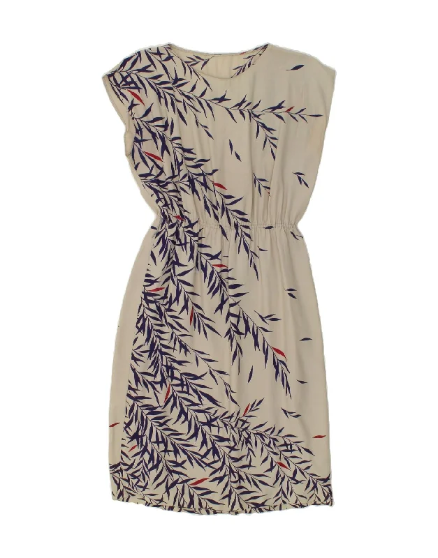 VINTAGE Womens Graphic Sheath Dress UK 16 Large White Acetate