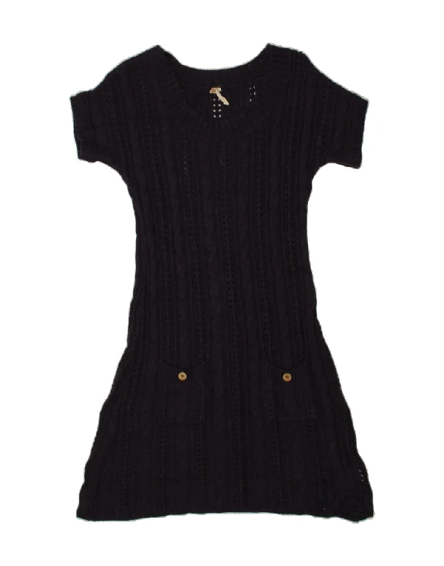 WHITE STUFF Womens Short Sleeves Jumper Dress UK 8 Small Navy Blue Viscose