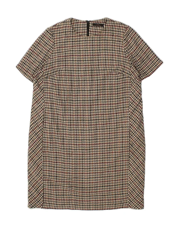 NEXT Womens Shift Dress UK 22 3XL Brown Houndstooth Polyester