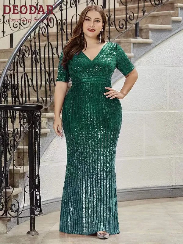 DEPDAR Plus Size Women Party Green Dresses Club Sequin V-neck Dress Female Fashion Elegant Bodycon Gowns 2023 Casual Outfit DEPDAR Plus Size Women Party Green Dresses Club Sequin V-neck Dress Female Fashion Elegant Bodycon Gowns 2023 Casual Outfit