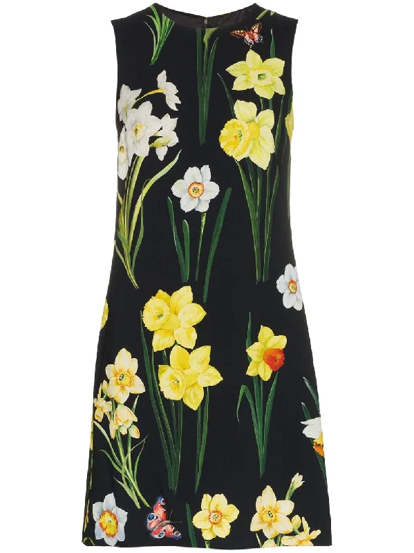Floral-printed silk-blend dress