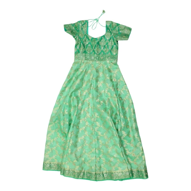 Vintage Womens Green Short Sleeve Prom Dress | Luxury Formal Evening Gown VTG