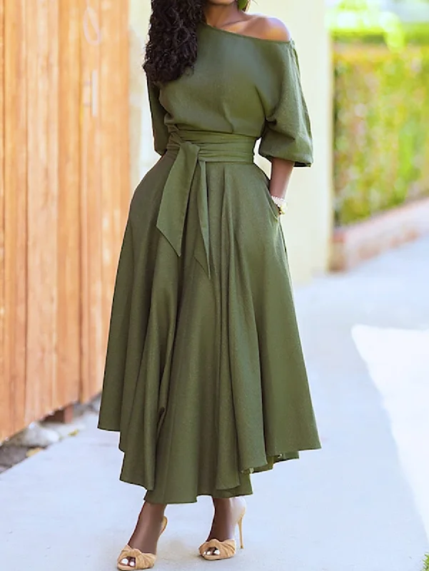 Sexy 2023 Spring Elegant Women's Long Formal Dress Black Lace Up Off Shoulder A-line Dresses Sexy 2023 Spring Elegant Women's Long Formal Dress Black Lace Up Off Shoulder A-line Dresses