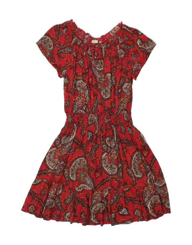 FAT FACE Womens A-Line Dress UK 16 Large Red Paisley Viscose