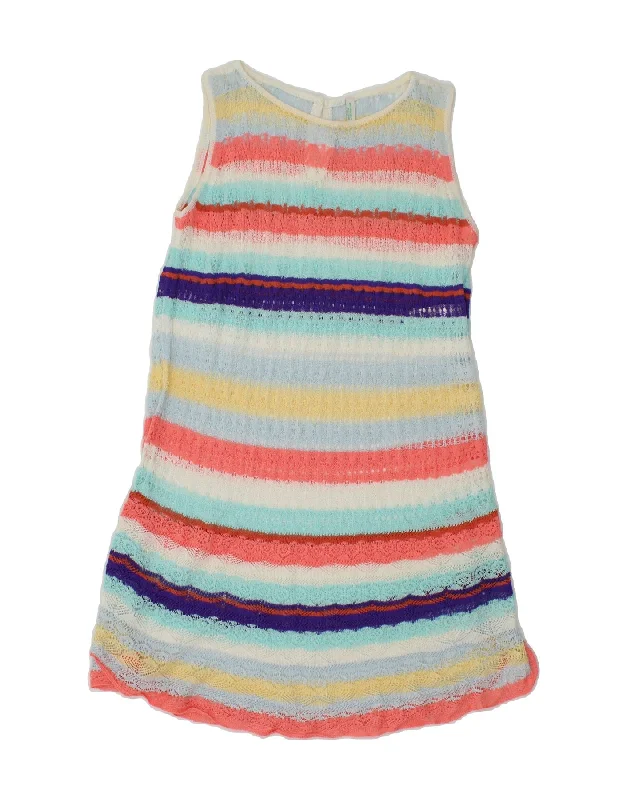 BENETTON Womens Sleeveless Jumper Dress UK 10 Small Multicoloured Striped