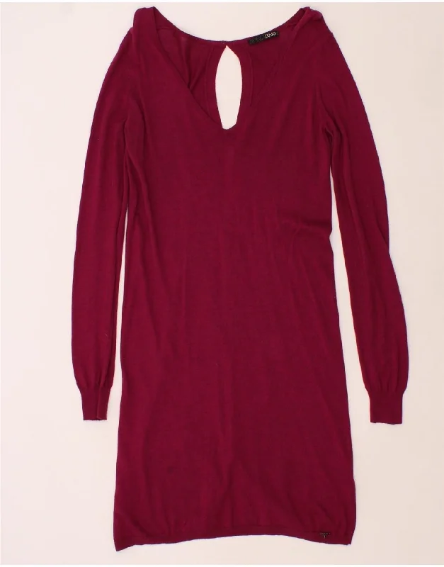 LIU JO Womens Long Sleeve Jumper Dress IT 46 Large Maroon Cotton