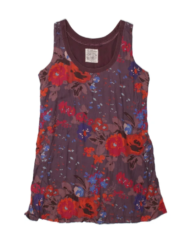 FAT FACE Womens Sleeveless Shift Dress UK 18 XL Purple Floral Viscose