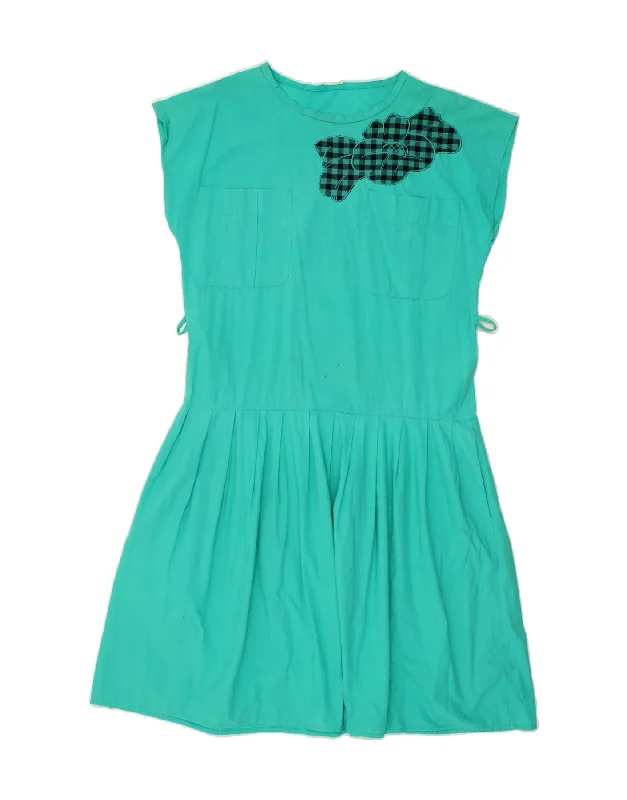 VINTAGE Womens Basic Dress UK 16 Large Turquoise